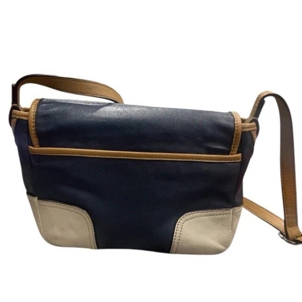 RARE! VTG Coach Hadley Crossbody Shoulder Bag Purse Navy White Leather Buckle - Picture 14 of 16